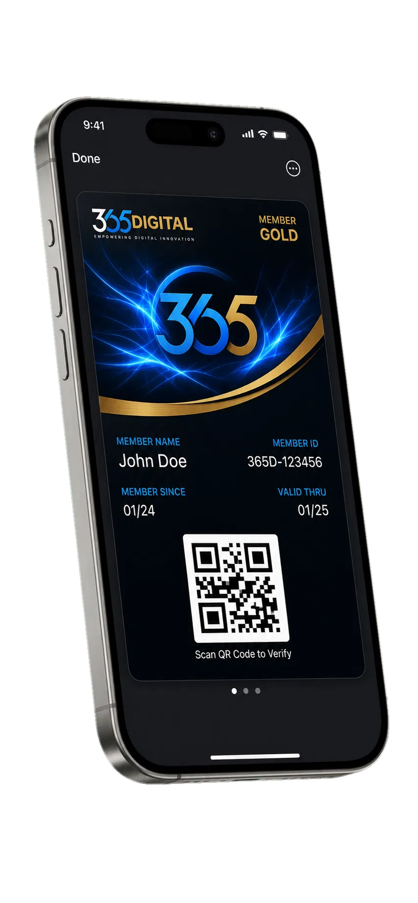 365Digital wallet pass on a phone